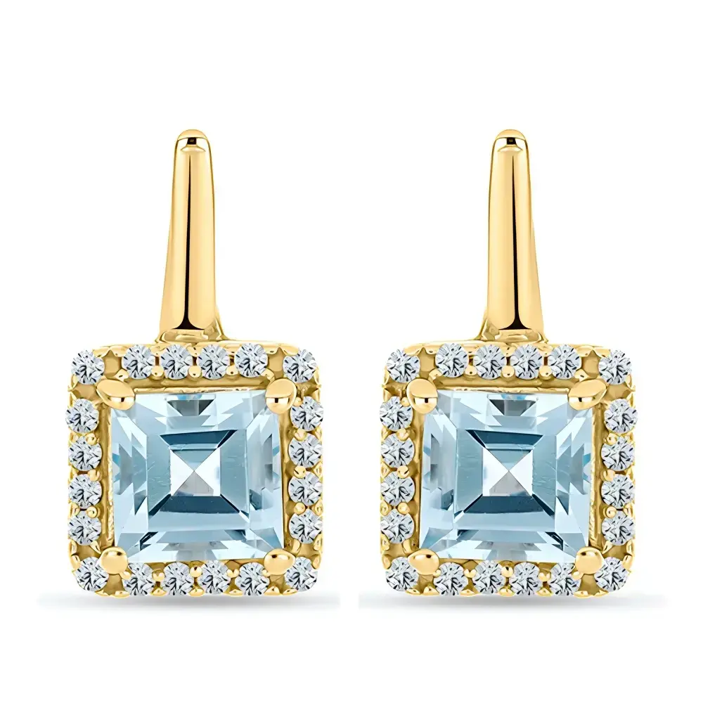BUY NATURAL SKY BLUE TOPAZ GEMSTONE EARRING IN 14K GOLD