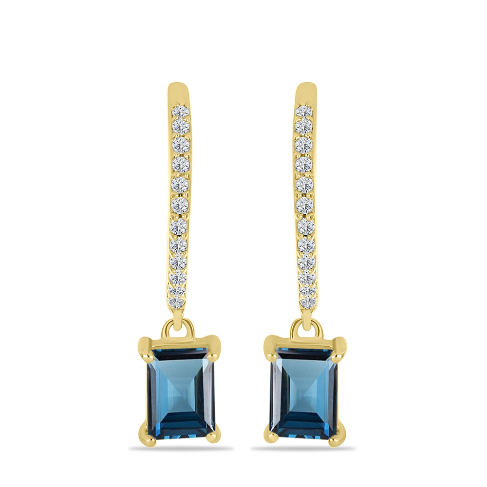 BUY LONDON BLUE TOPAZ GEMSTONE EARRING IN 14K GOLD 