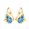 BUY 14K GOLD WITH NARURAL SWISS BLUE TOPAZ GEMSTONE EARRING