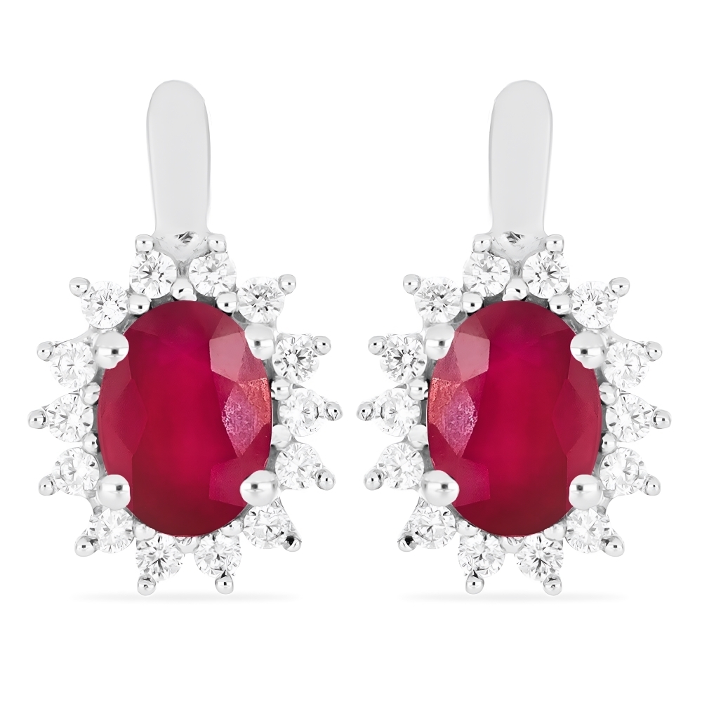 BUY 925 SILVER RUBY GLASS FILLED GEMSTONE HALO EARRING
