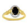 BUY 14K GOLD WITH BLACK SAPHIRE GEMSTONE HALO RING