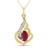 BUY 14K GOLD WITH GLASS FILLD RUBY GEMSTONE PENDANT
