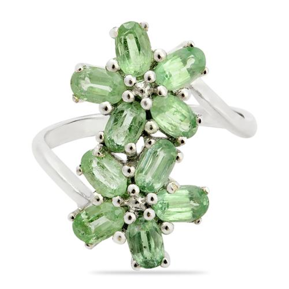 BUY 925 SILVER NATURAL MINT KYANITE GEMSTONE FLORAL RING