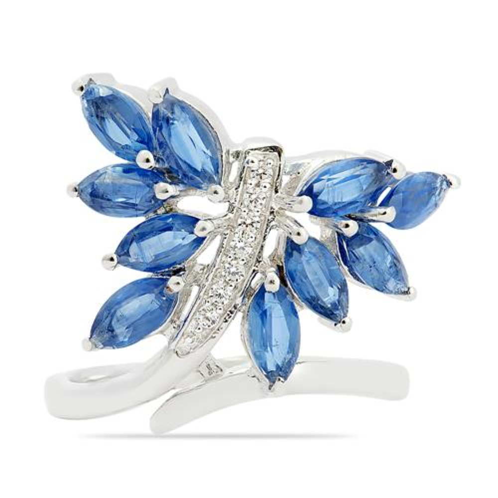 BUY 925 STERLING SILVER NATURAL BLUE KYANITE GEMSTONE RING