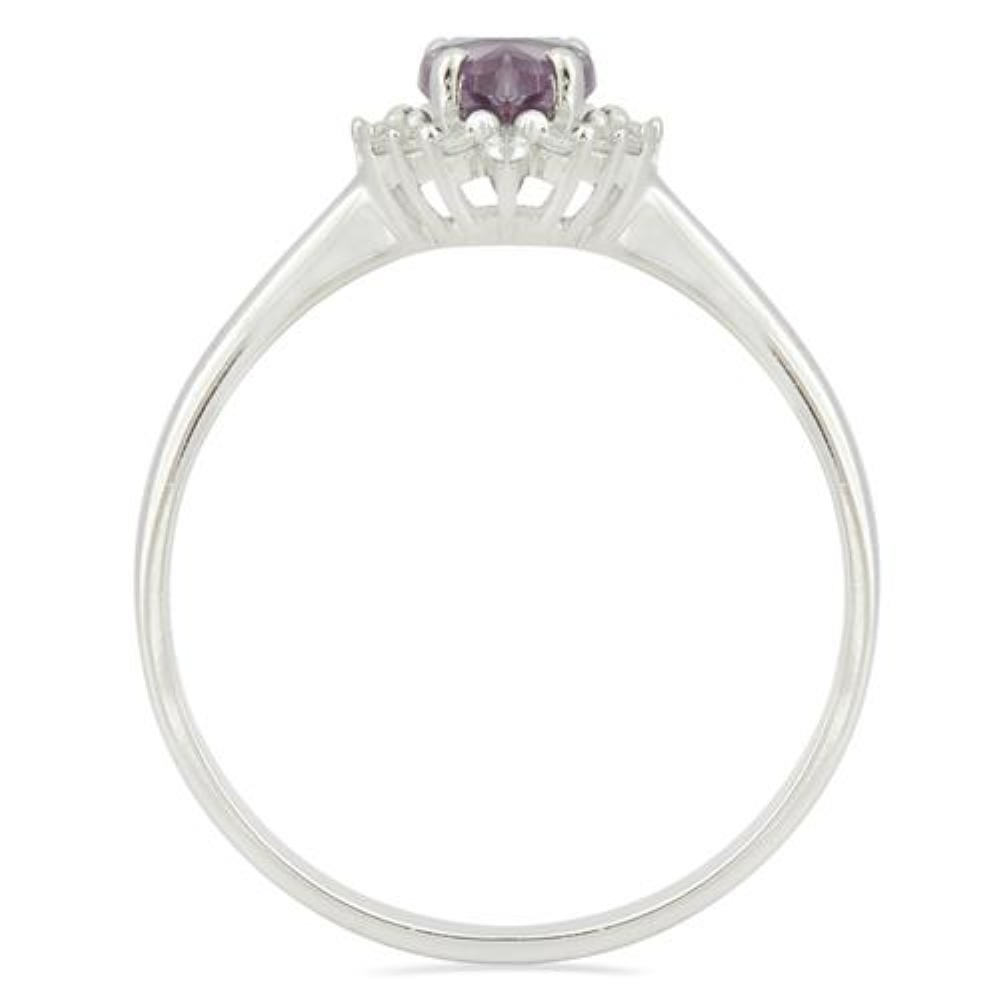 BUY SYNTHETIC ALEXANDERITE GEMSTONE HALO RING IN 925 SILVER