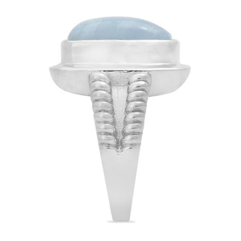 BUY NATURAL BLUE LACE AGATE GEMSTONE RING IN STERLING SILVER