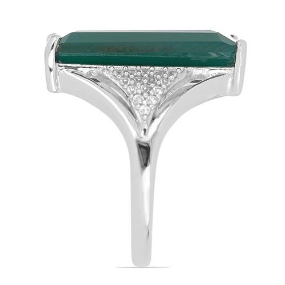 BUY REAL GREEN ONYX GEMSTONE BIG STONE RING IN 925 SILVER