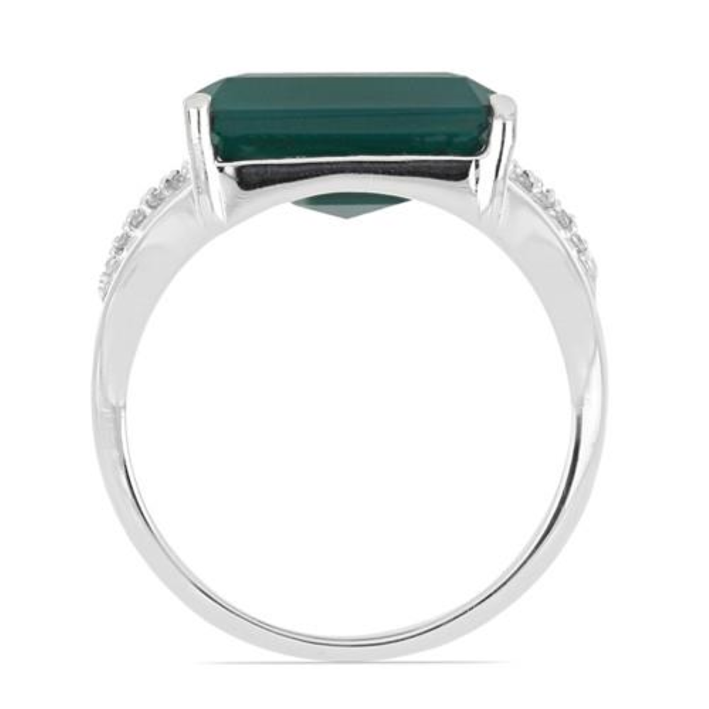BUY REAL GREEN ONYX GEMSTONE BIG STONE RING IN 925 SILVER