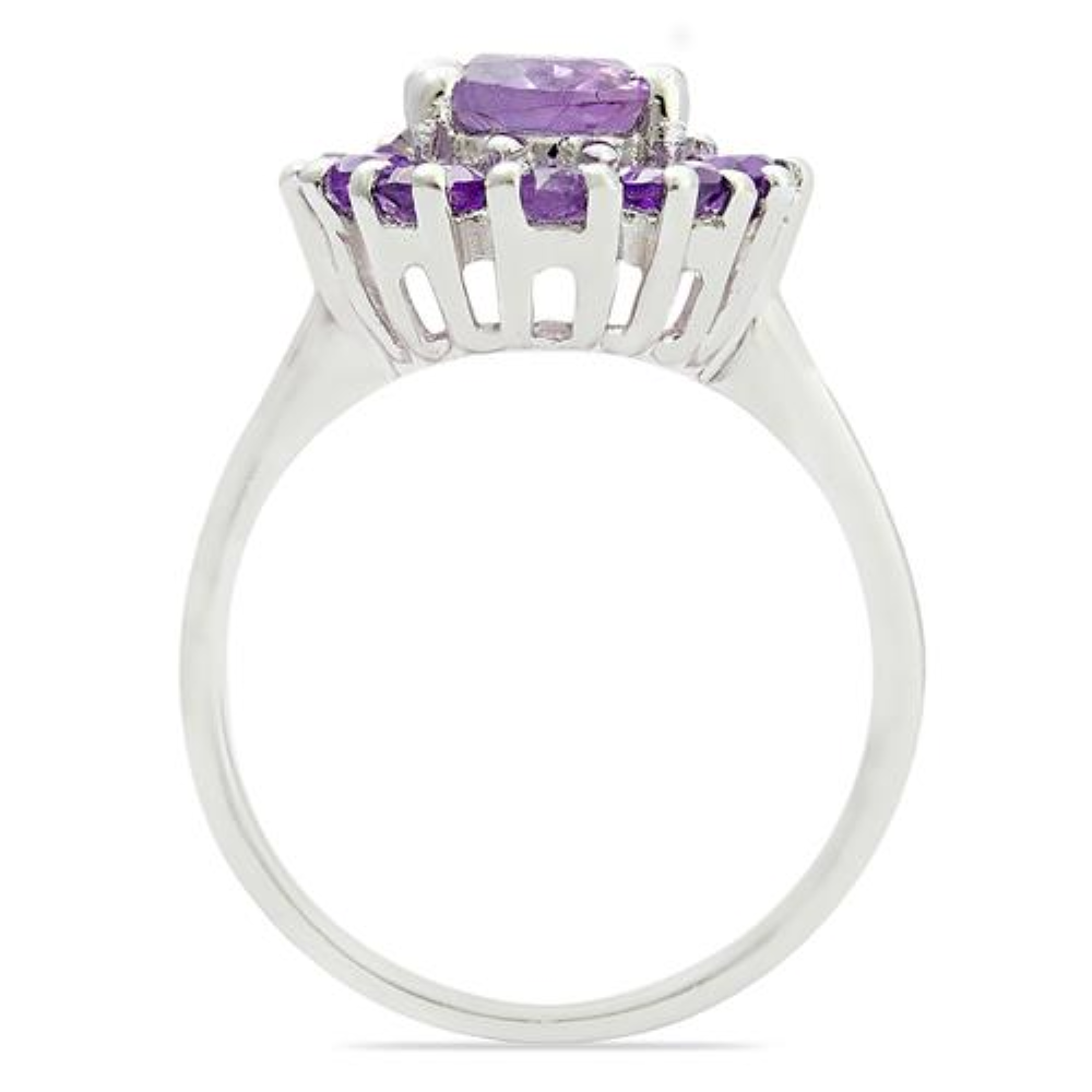 BUY AFRICAN AMETHYST GEMSTONE CLUSTER RING IN STERLING SILVER