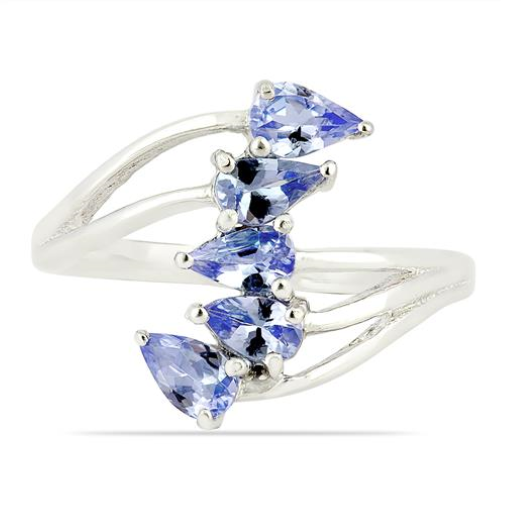 BUY GENUINE TANZANITE MULTI GEMSTONE RING IN 925 SILVER