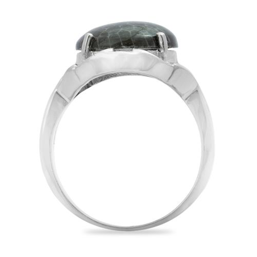 BUY STERLING SILVER NATURAL BLACK CORAL SINGLE STONE RING