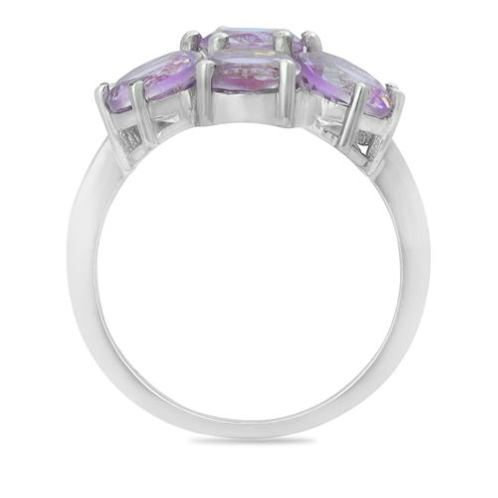BUY REAL PINK AMETHYST GEMSTONE FLOWER RING IN 925 SILVER