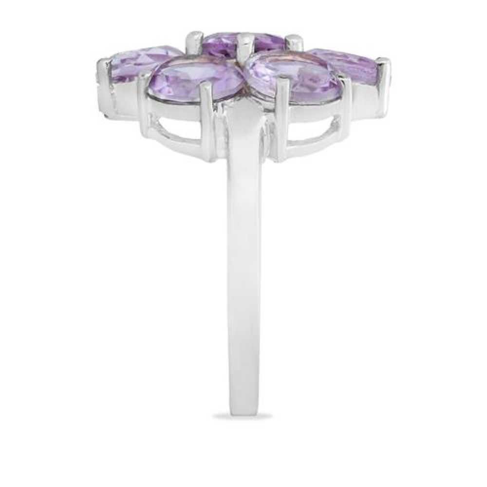 BUY REAL PINK AMETHYST GEMSTONE FLOWER RING IN 925 SILVER