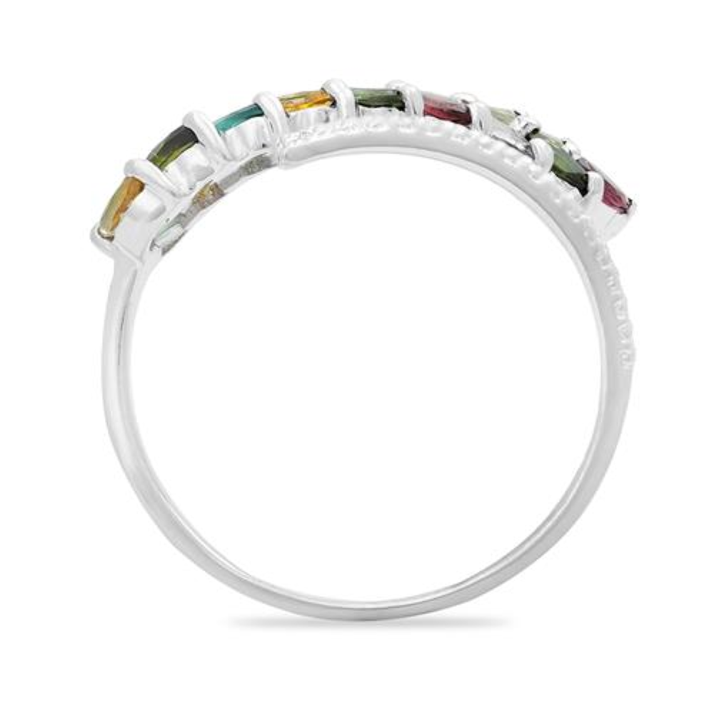 BUY NATURAL MULTI TOURMALINE GEMSTONE LEAF RING  IN 925 SILVER