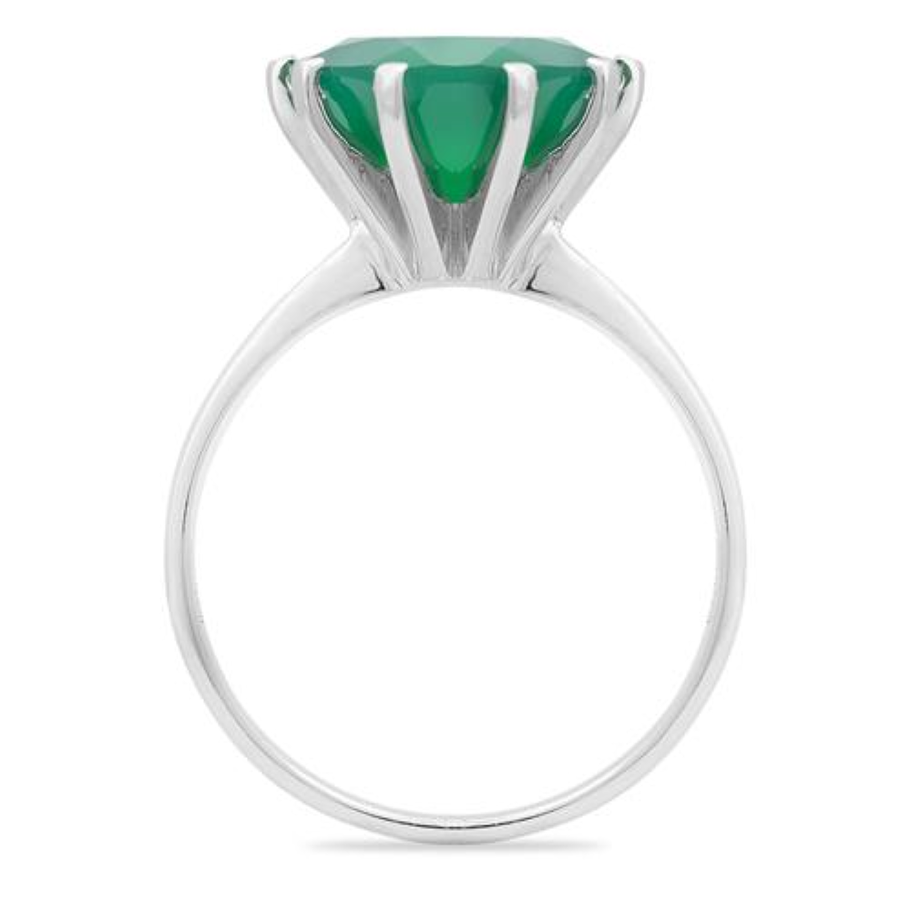 BUY 925 SILVER NATURAL GREEN ONYX GEMSTONE BIG STONE RING