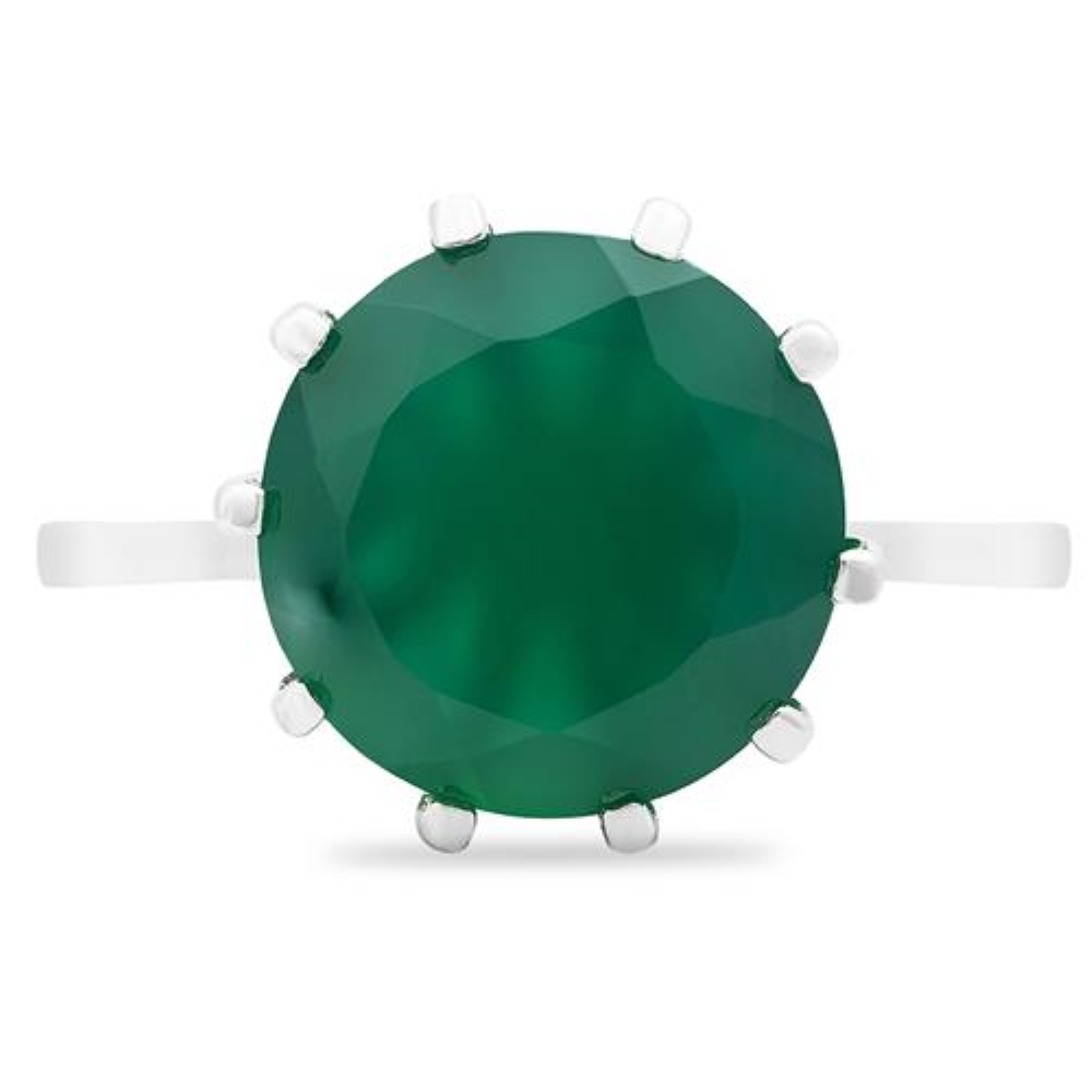 BUY 925 SILVER NATURAL GREEN ONYX GEMSTONE BIG STONE RING