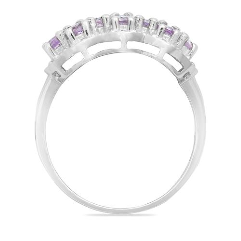 BUY 925 SILVER NATURAL AFRICAN  AMETHYST GEMSTONE CLUSTER RING
