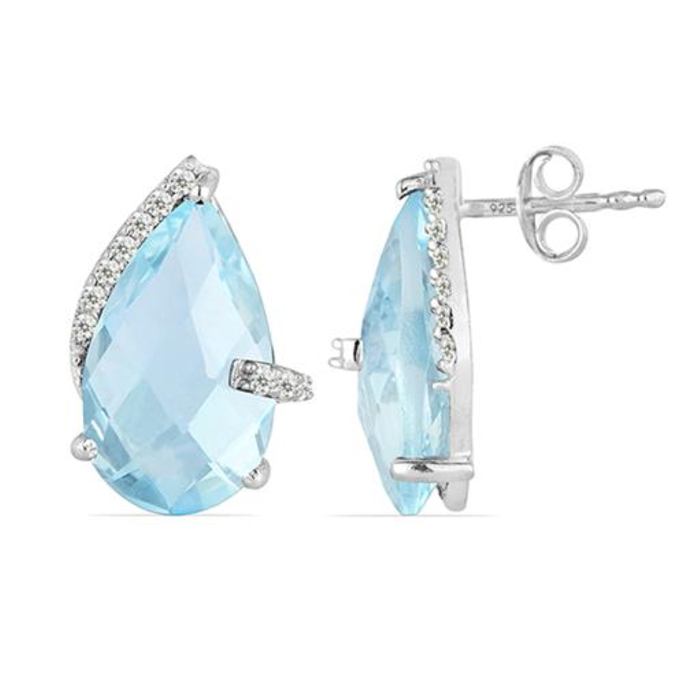 BUY STERLING SILVER REAL SMOKY GEMSTONE CLASSIC EARRINGS