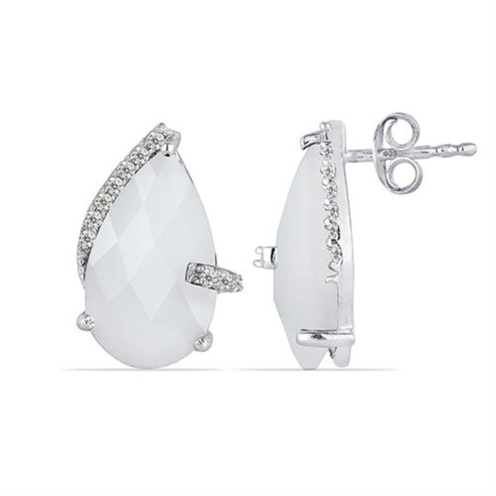 BUY STERLING SILVER REAL SMOKY GEMSTONE CLASSIC EARRINGS