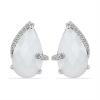 BUY STERLING SILVER REAL SMOKY GEMSTONE PEAR-SHAPED CLASSIC EARRINGS WITH CUBIC ZIRCONIA – JEWELPIN WHOLESALE