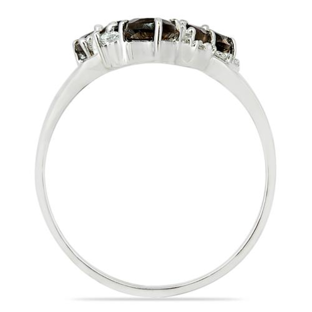 BUY 925 SILVER NATURAL SMOKY GEMSTONE STYLISH RING
