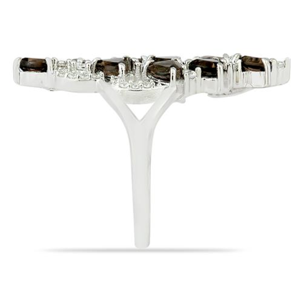 BUY 925 SILVER NATURAL SMOKY GEMSTONE STYLISH RING