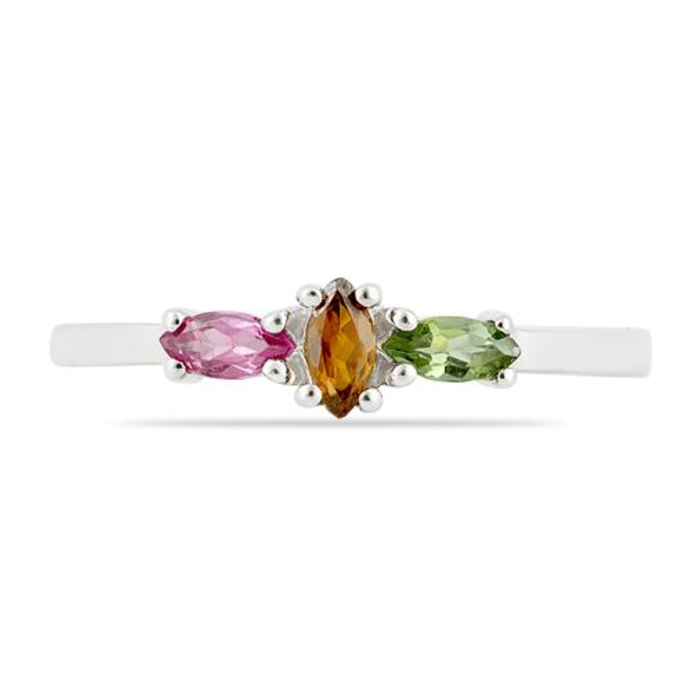 BUY 925 SILVER NATURAL MULTI TOURMALINE GEMSTONE RING