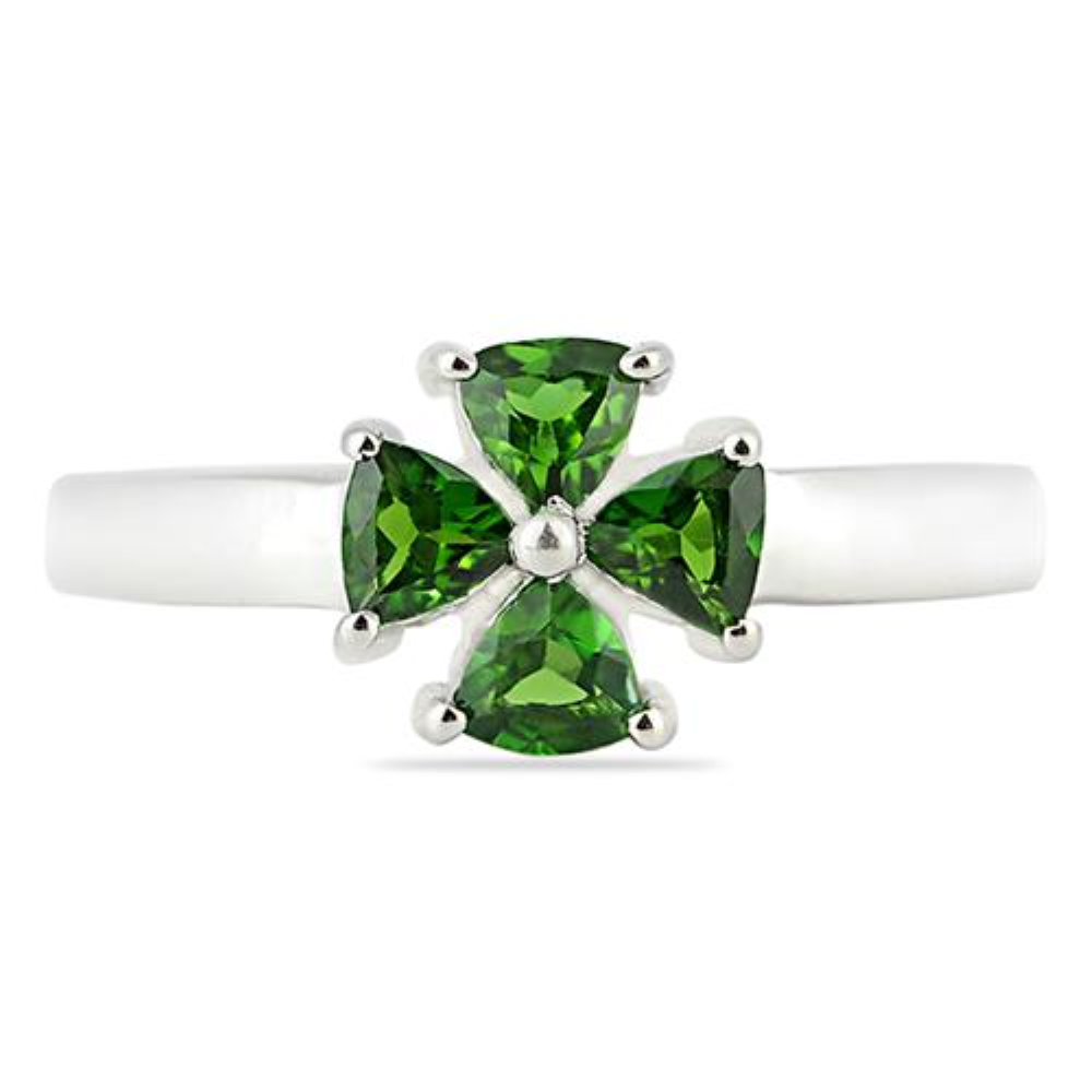 BUY 925 SILVER NATURAL CHROME DIOPSITE MULTI GEMSTONE RING
