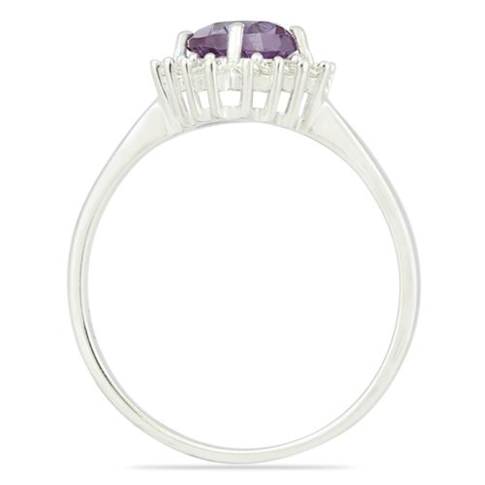 BUY 925 SILVER SYNTHETIC ALEXANDERITE GEMSTONE HALO RING