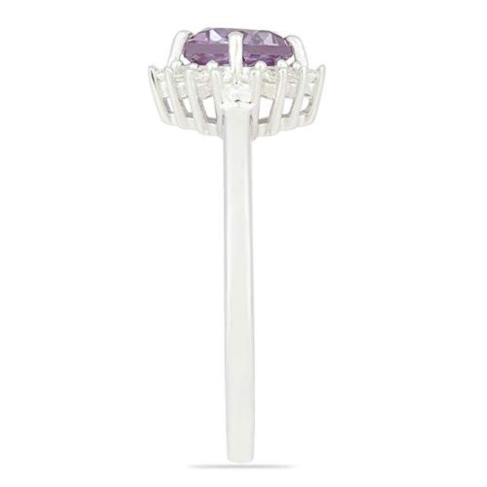 BUY 925 SILVER SYNTHETIC ALEXANDERITE GEMSTONE HALO RING