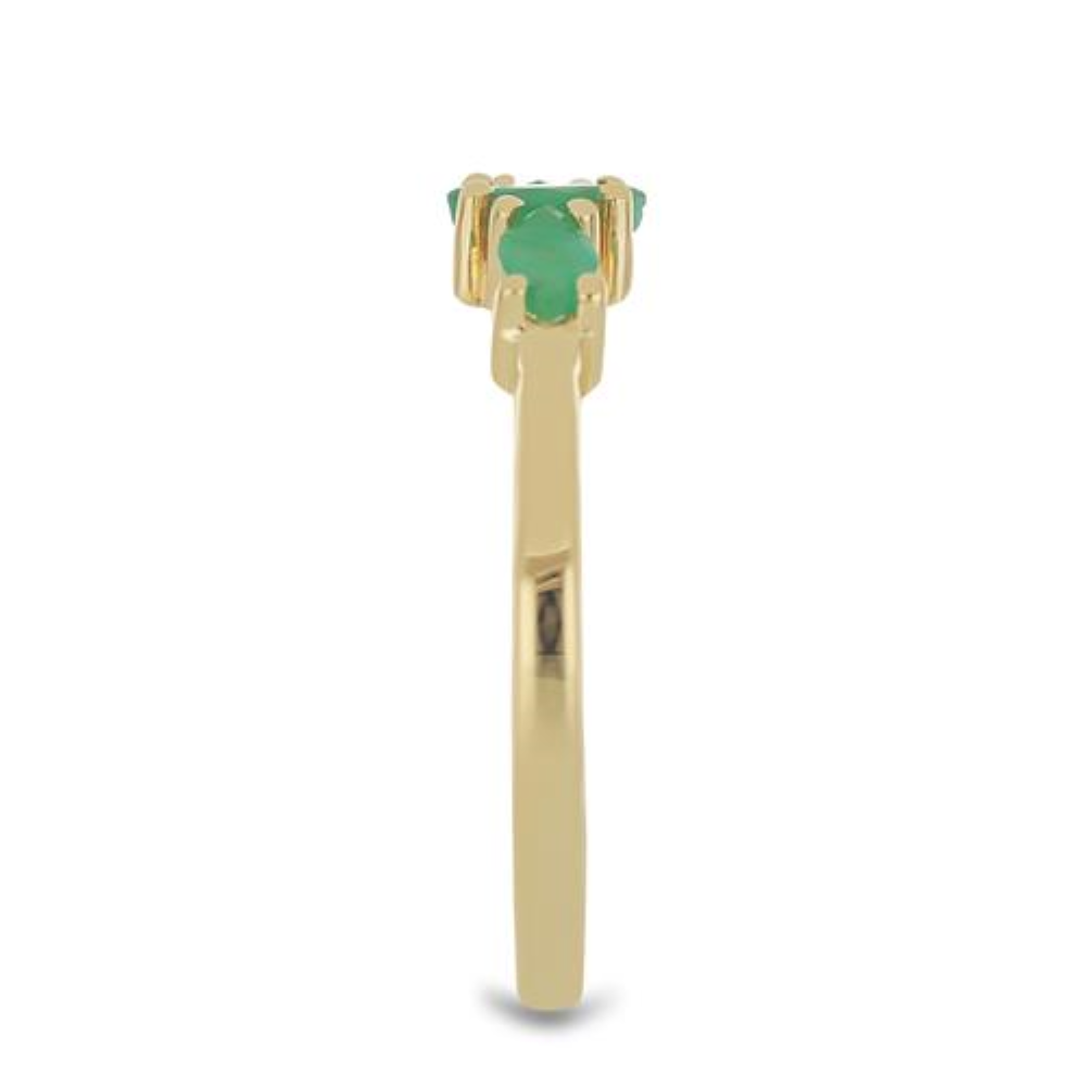 BUY 925 SILVER WITH EMERALD TRANSPARENT GEMSTONE THREE STONES RING