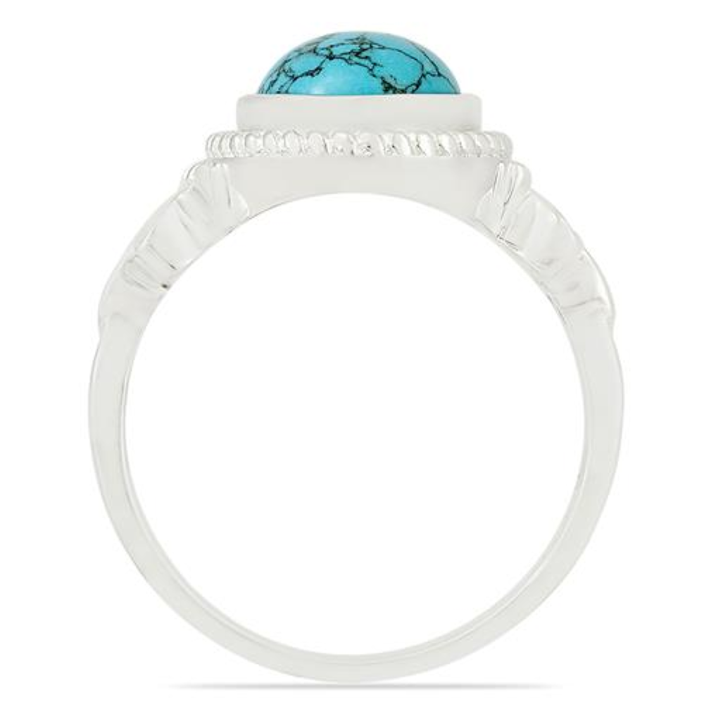 BUY STERLING SILVER SYNTHETIC TURQUOISE GEMSTONE RING