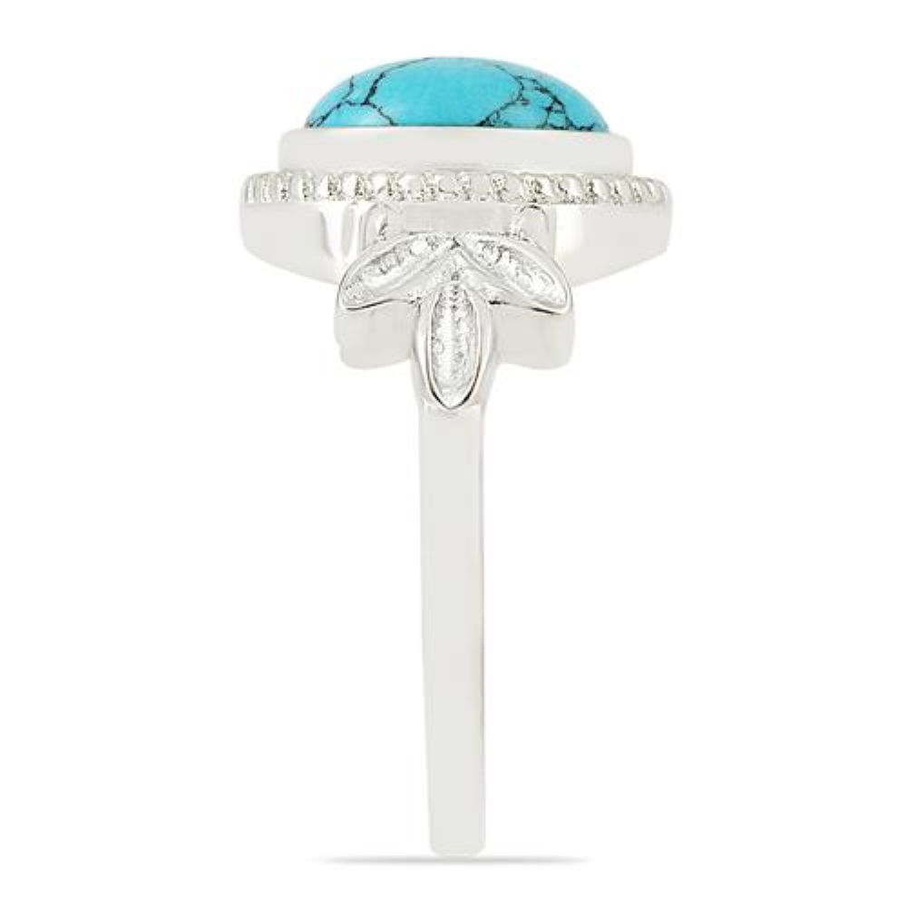 BUY STERLING SILVER SYNTHETIC TURQUOISE GEMSTONE RING