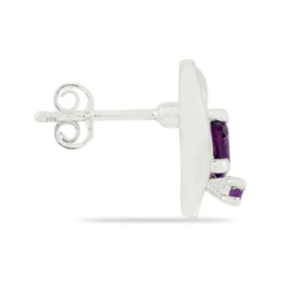 BUY NATURAL AMETHYST GEMSTONE HEART EARRINGS IN 925 SILVER