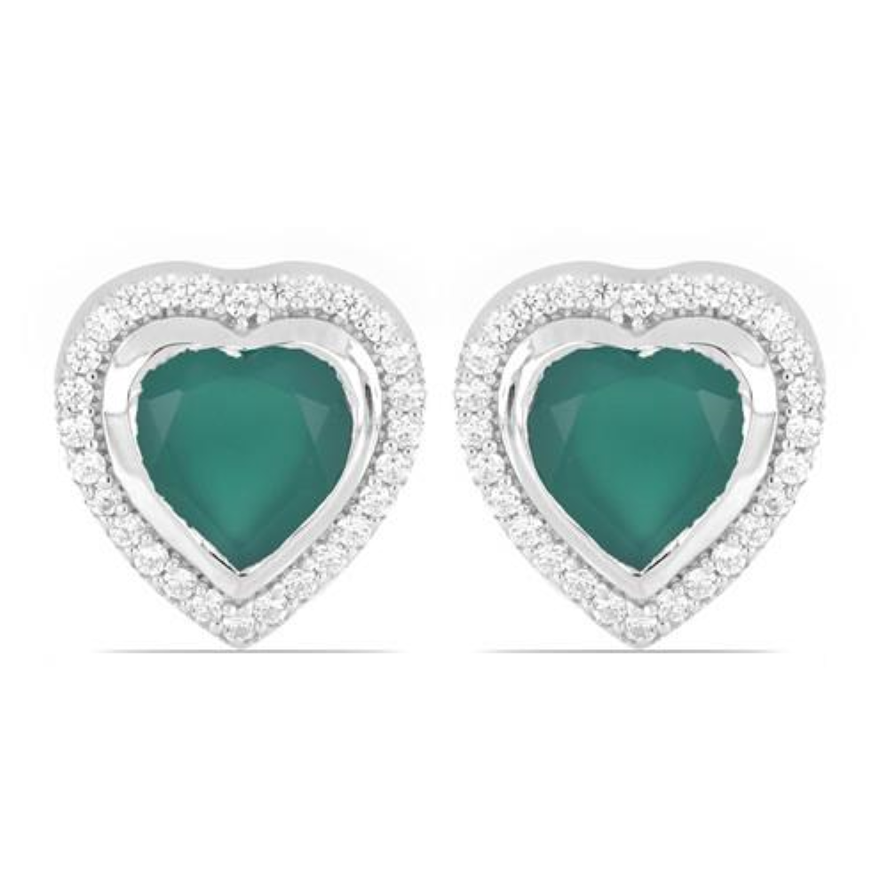 BUY STERLING SILVER REAL BRAZILIAN AMETHYST GEMSTONE HALO HEART EARRINGS