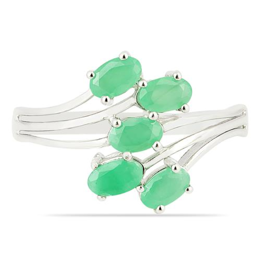 BUY STERLING SILVER NATURAL EMERALD MULTI STONE RING