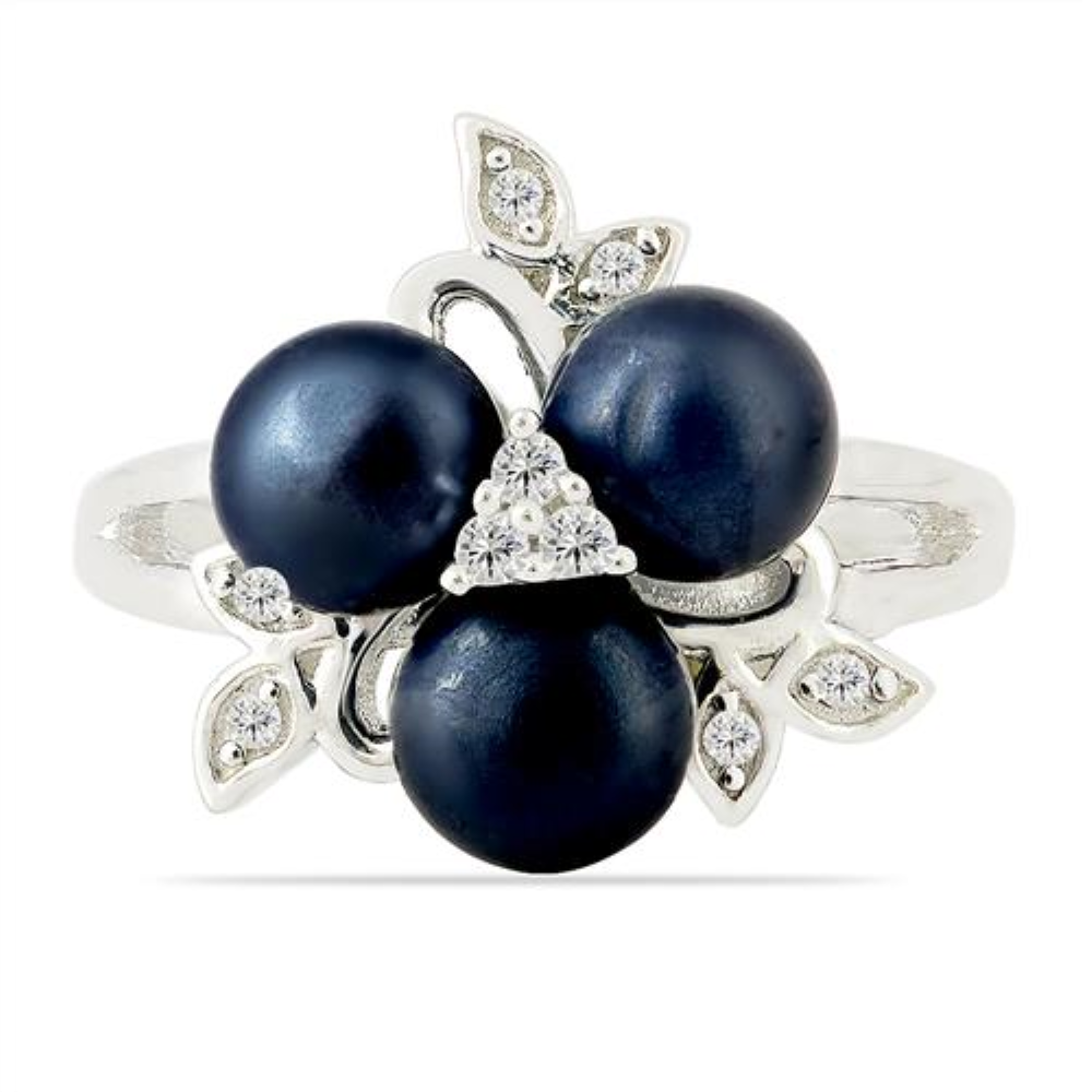 BUY UNIQUE BLACK FRESHWATER PEARL GEMSTONE RING  IN 925 SILVER