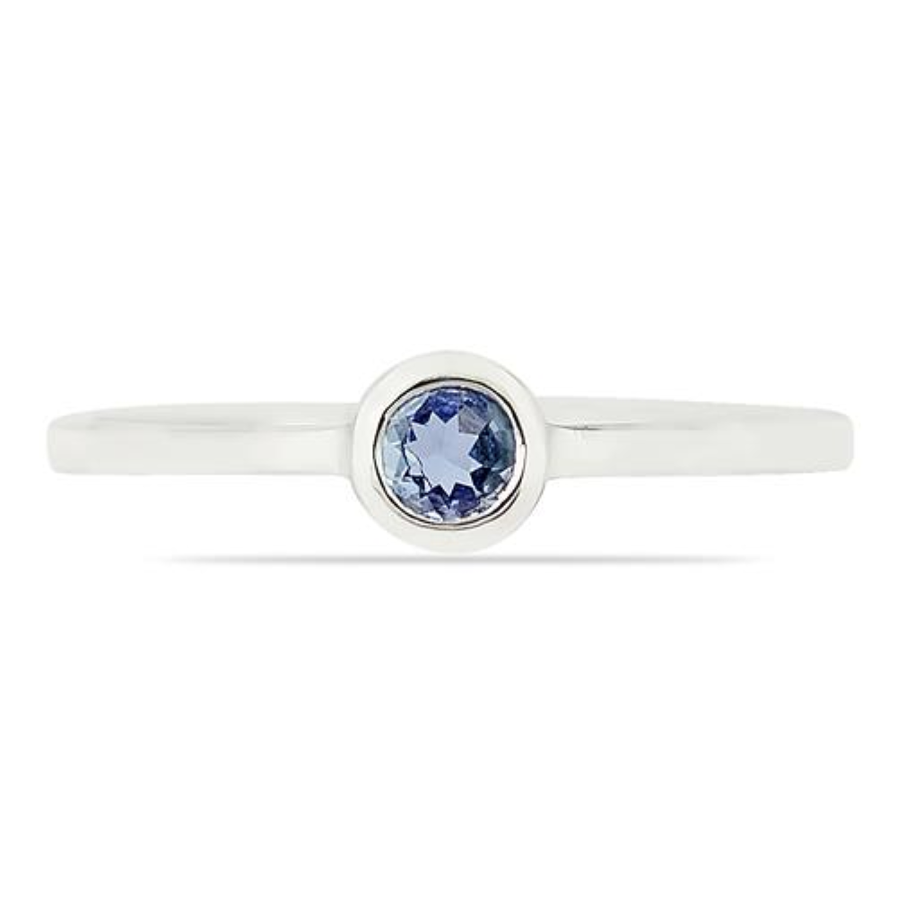 BUY NATURAL TANZANITE SINGLE STONE RING IN 925 STERLING SILVER