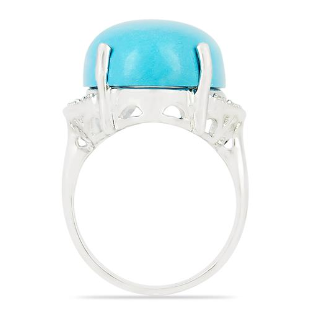 BUY 925 SILVER SYNTHETIC TURQUOISE BIG STONE RING