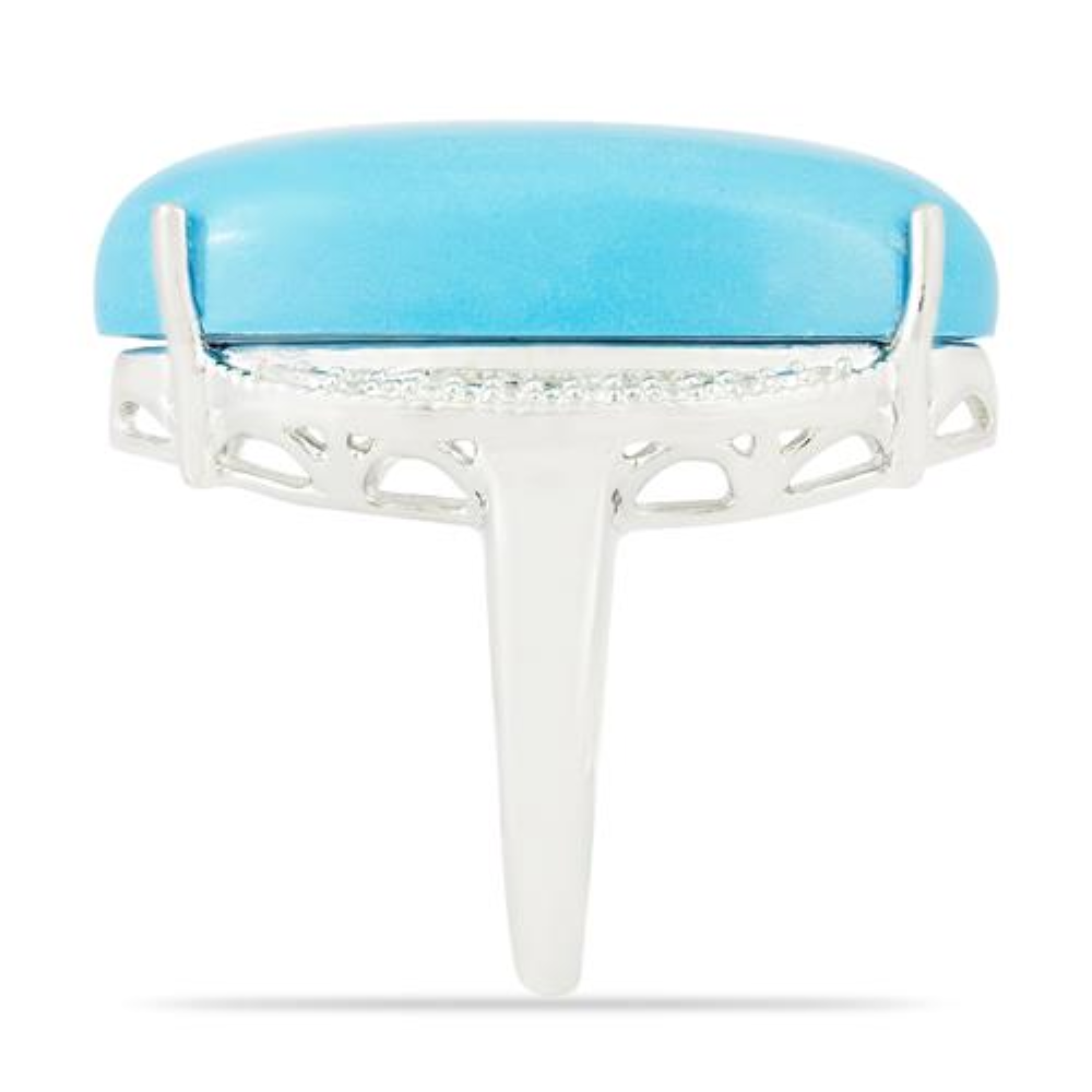 BUY 925 SILVER SYNTHETIC TURQUOISE BIG STONE RING