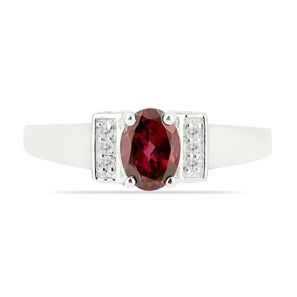BUY NATURAL GARNET GEMSTONE CLASSIC RING IN STERLING SILVER