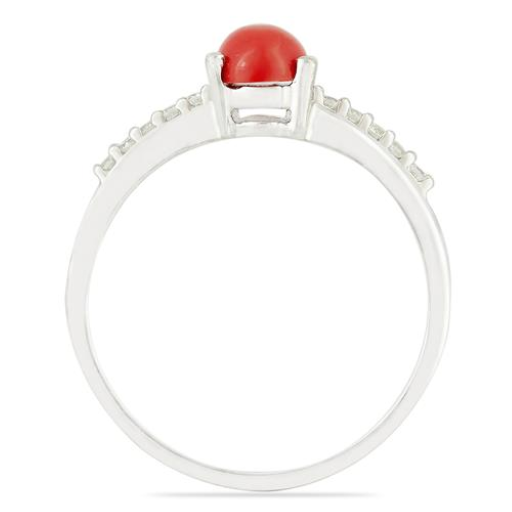 BUY COMPRESSED RED CORAL RING IN 925 STERLING SILVER
