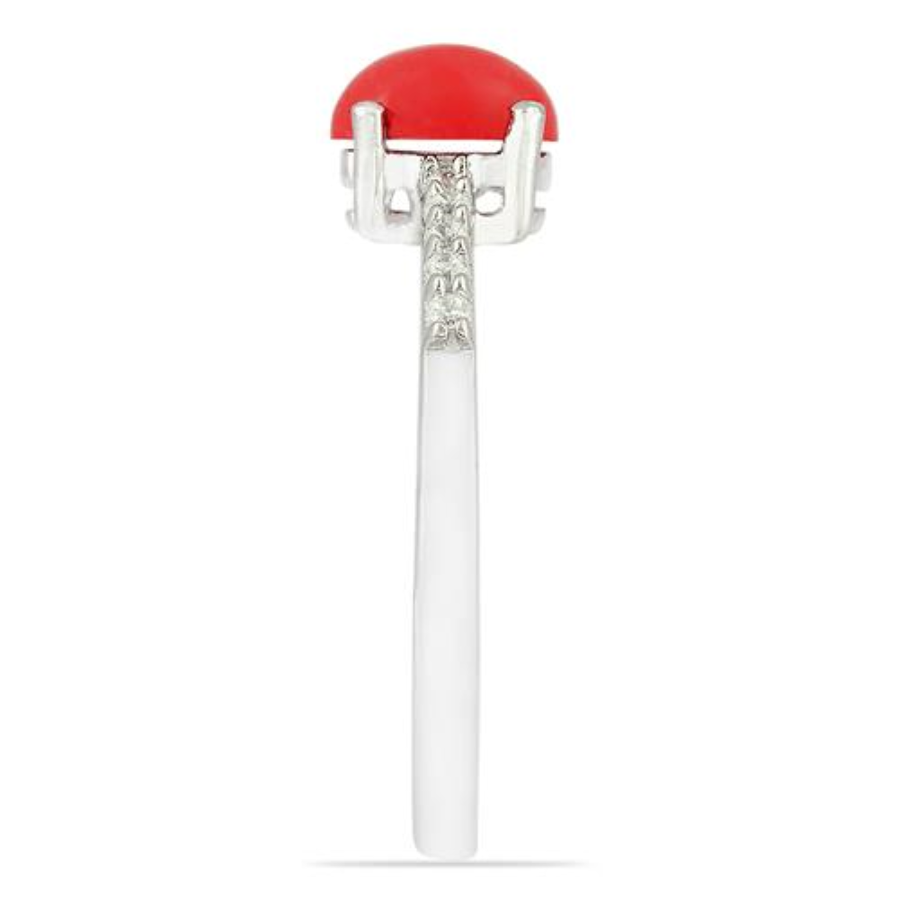 BUY COMPRESSED RED CORAL RING IN 925 STERLING SILVER