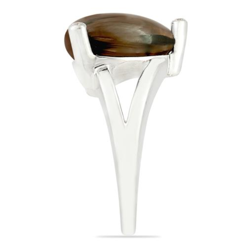 BUY REAL SMOKY GEMSTONE BIG STONE RING IN STERLING SILVER