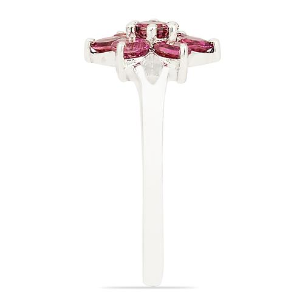 BUY STERLING SILVER NATURAL PINK TOPAZ GEMSTONE CLUSTER RING