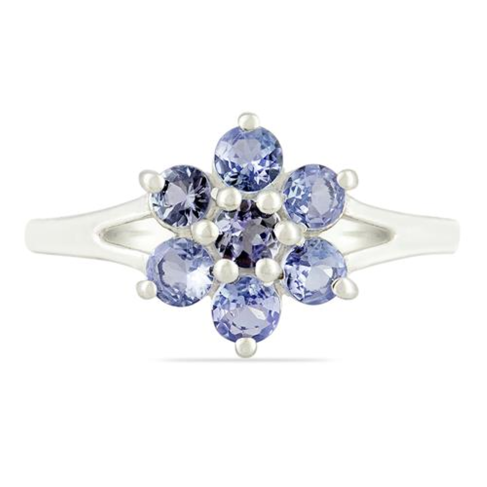 BUY STERLING SILVER NATURAL PINK TOPAZ GEMSTONE CLUSTER RING