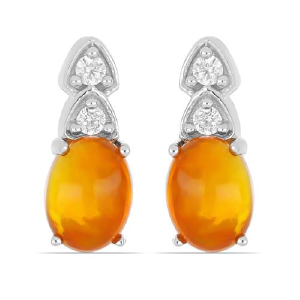 BUY BLUE ETHIOPIAN OPAL GEMSTONE CLASSIC EARRINGS IN 925 SILVER
