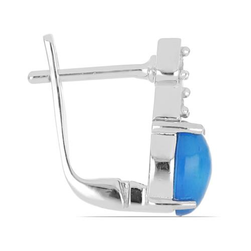 BUY BLUE ETHIOPIAN OPAL GEMSTONE CLASSIC EARRINGS IN 925 SILVER
