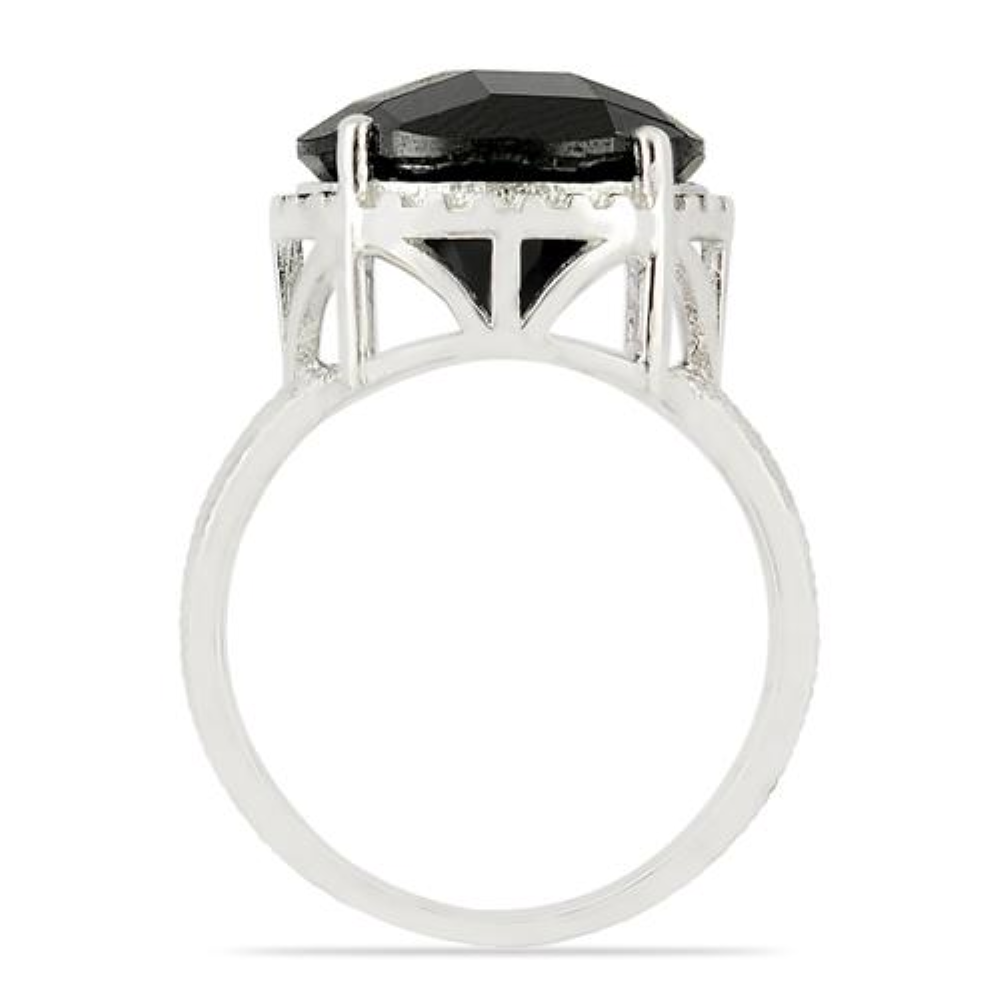BUY NATURAL BLACK ONYX GEMSTONE BIG STONE RING IN 925 SILVER