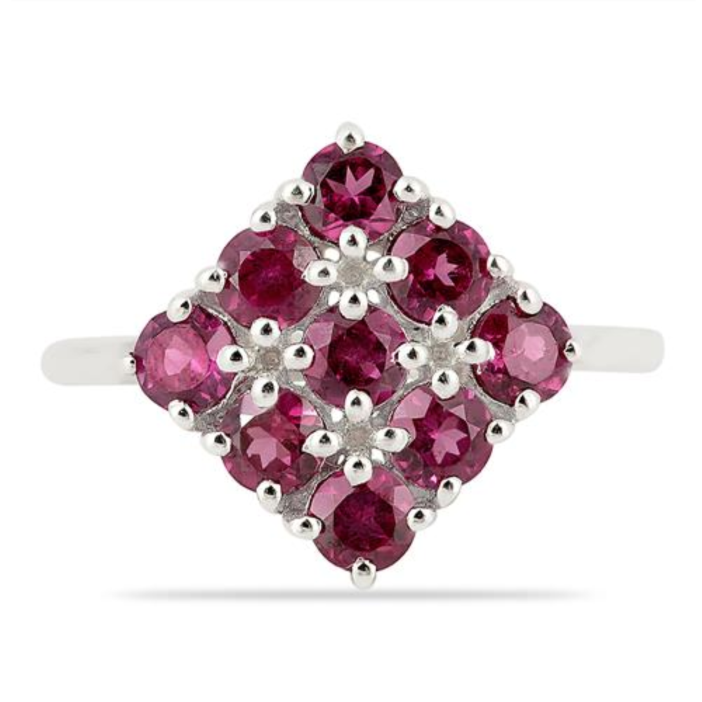 BUY NATURAL RHODOLITE STONE RING IN 925 STERLING SILVER